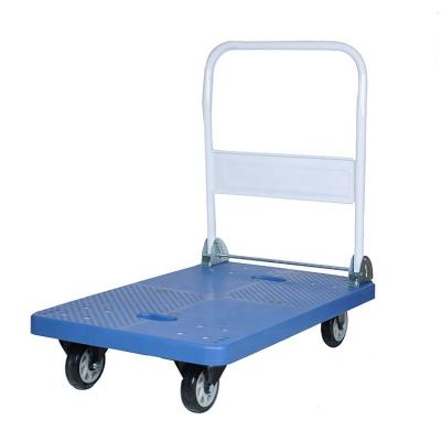 China Hot Selling 300kg Large Piece Plastic Platform Folding Quality Portable Loading Trolley Premium for sale