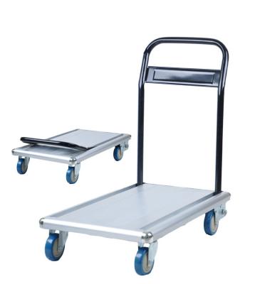 China Shop Folding Hot Selling Industrial Steel Platform Trolley 4 Wheel Handle Platform Trolley for sale