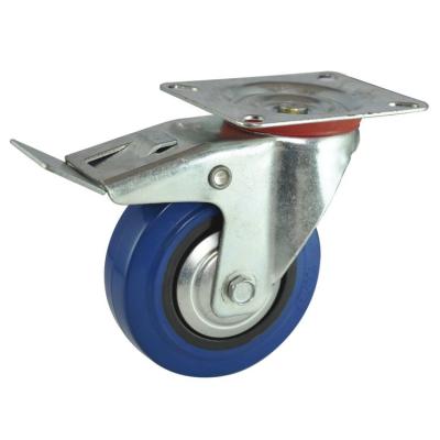 China Glue Industrial European Style High Quality Blue Non-marking Universal Bolt Hole Casters for sale