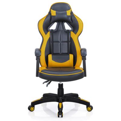 China Super Leather Ergonomic Yellow Gamer Chair Swivel PU Quality Computer Gaming Chair Adjustable Rotation Desk for sale