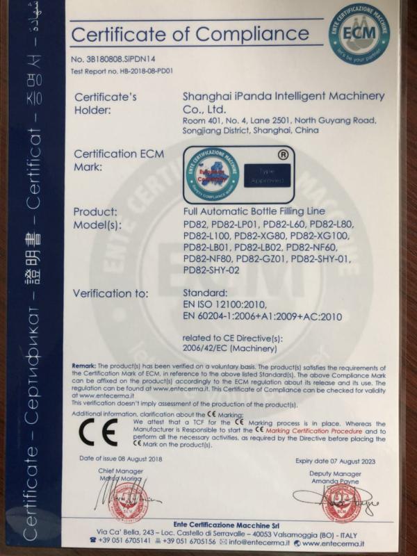 CE - Shanghai Ipanda Intelligent Machinery Co., Ltd.