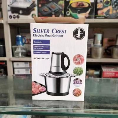 China High efficiency 2L 3L 6L Silver crest double speed electric meat grinder food chopper  food processor for sale