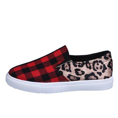 China Custom Lightweight Buffalo Black Plaid Leopard Women Red Tennis Sneakers Fashion Women Canvas Shoes for sale