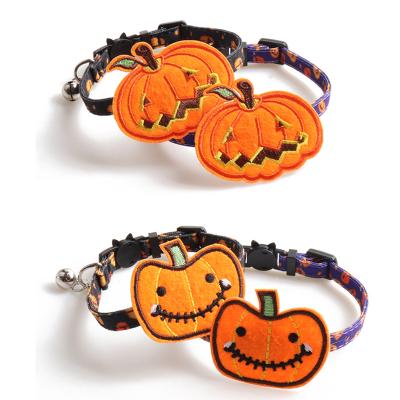 China New Design Custom Pumpkin Halloween Cat Collar Trending Bell Halloween Cat Collar for sale