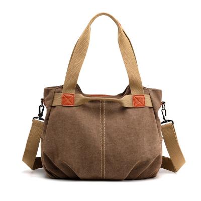 China Wholesale High Quality Vintage Women Canvas Shoulder Bag Fashion Single-shoulder Solid Casual Bag for sale