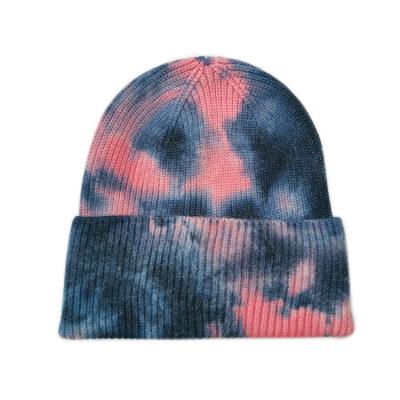 China 2021 New Fashion Tie Dye Hats Women's Beanies Women COMMON Soft Winter Outdoor Sport Knitted Tie Dye Beanies for sale