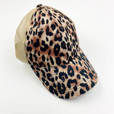 China JOINT factory wholesale fashion leopard print summer baseball hats trucker cap hats for woman for sale