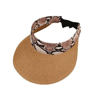 China breathable & Waterproof Women's Outdoor Beach Snake Pattern Sun Visor Sun Proof Straw Hat for sale