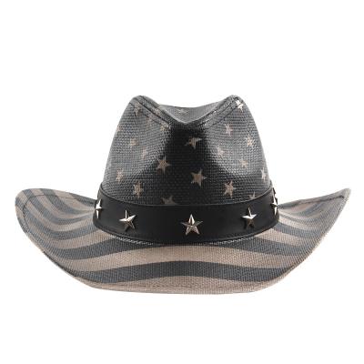 China Eco-Friendly Personalized Crossed Western Cowboy Straw Hat Fashion Cowboy Hat for sale