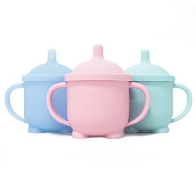 China BPA Free Wholesale Silicone Solid Baby Sippy Cup Babies Milk Drinking Straw Cup for sale