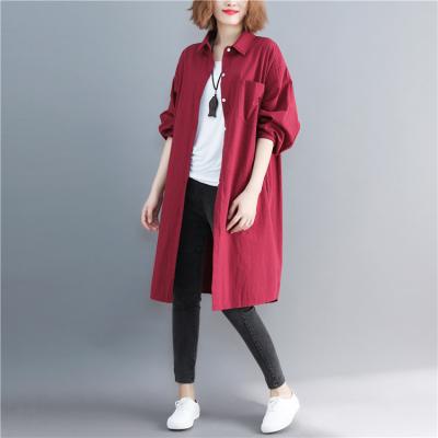 China Breathable Plus Size Women Cotton Shirt Canvas Coat for sale