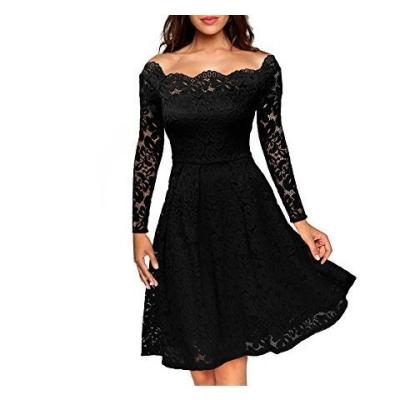 China Breathable Long Sleeve Lace Wedding Bridesmaid Off-Shoulder Dress For Women for sale