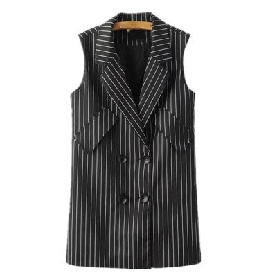 China Fashionable Stripe Jacquard Long Suit Double Breasted Vest For Women for sale