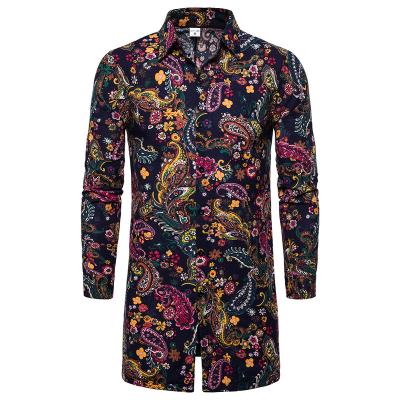 China Plus size printed cotton dress shirt for men for sale