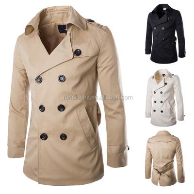 China Fashion Sustainable Cotton Double Breasted Mens 100% Military Trench Coat for sale