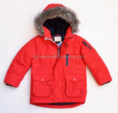 China Anti-wrinkle Boy's Children's Winter Waterproof Padded Jacket With Fur Fleece Hood for sale