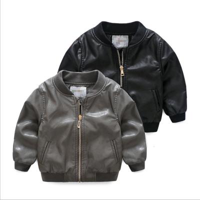 China Breathable Boy's Girl's Leather Jacket PU Motorcycle Winter Children's Leather Coat for sale