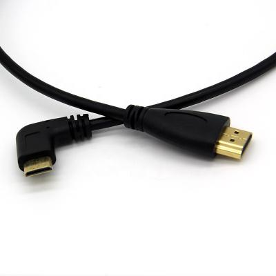 China Camera 0.5M Right Left Angle Gold Plated Mini HDMI To HDMI A Standard Male Cable Full HD 1080P, 3D for sale