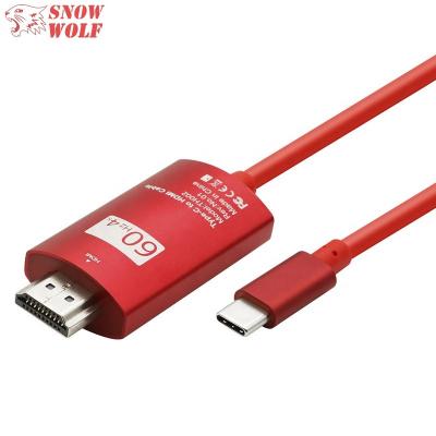 China MOBILE PHONE WITH TYPE C PORT USB-C to HDMI Adapter USB Type-C to HDMI Male to Male Cable Support 4K 60Hz for Macbook, Samsung S8, S9+ to HDTV for sale