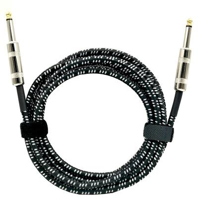 China Speaker Bass Electric Guitar Cable Bare Copper High Quality 1/4 Inch 6.35mm Instrument Link Audio Cable Straight Guitar Braided Cable for sale