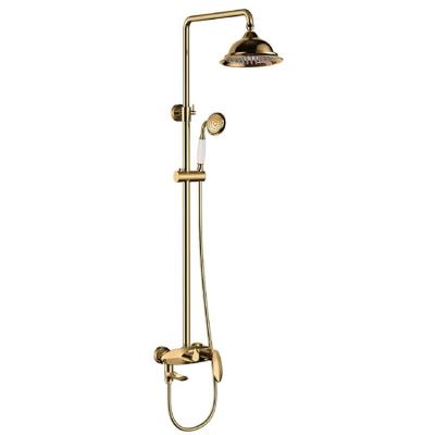 China With Slide Bar Gold High Quality German Painting Brass Shower Set for sale