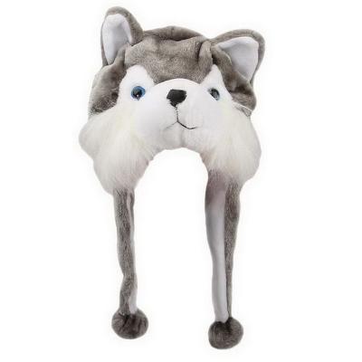 China breathable & Husky Wolf Cartoon Earmuff Fuzzy Beanie Cosplay Hat Waterproof Plush Animal Men Women Winter Hat for sale