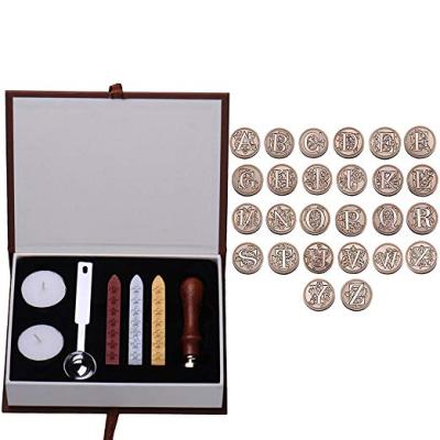 China Eco-Friendly Initial Kit Vintage Eco-Friendly Antique Wax Sealing Seal Stamp Alphabet Letters Set for sale