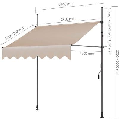 China Outdoor Patio Awning Waterproof Polyester 2.5x1.2m Sunshade Balcony Tent for sale