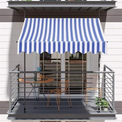 China Retractable Adjustable Sling Awning Sunshade Balcony Cover Awning, Blue White Stripes for sale