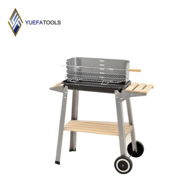 China Easily Assembled Portable Outdoor Charcoal BBQ Grill BLACK LIDL WITH SIDE RACK Easy Movable Windproof Cart for sale