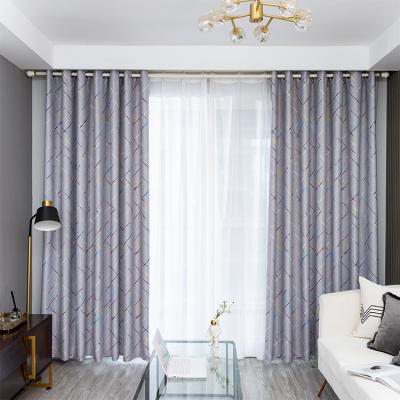 China China Gray Geometric Printing Curtains Blackout In Factory Great Fire Retardant Prices Good For Living Room for sale