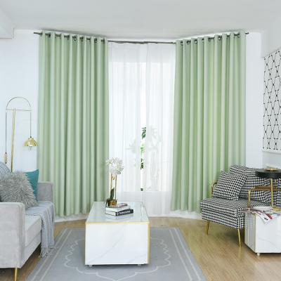 China 100% Solid Blackout Flame Retardant Polyester Blackout Curtains Cortines For Living Room Hotel for sale