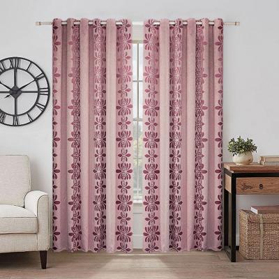 China High Quality Luxury Pink Floral Blackout Stripe Jacquard Window Curtains Blackout For Living Room for sale