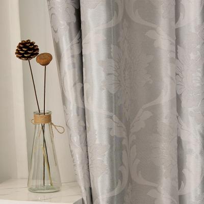 China Luxury and smooth Turkish blackout fashion silver damask flower jacquard curtains fabric for home dector for sale