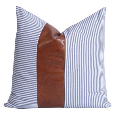 China PORTABLE Wholesale High Quality Polyester Cotton Striped PU Cushion Cover Designer Fashion Cushion Cover for sale