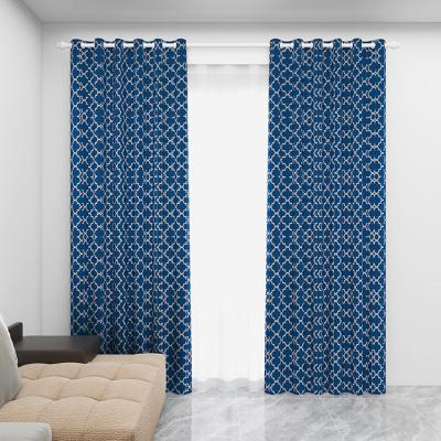 China Flame Retardant 100% Polyester Geometric Pattern Curtain High Density Printing Blackout for sale