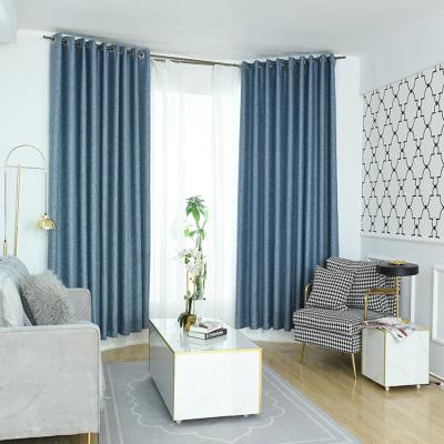 China Factory price wholesale fire retardant polyester fabric blue curtains for living room for sale