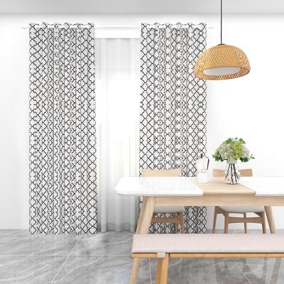 China Factory Directly Sale Good Quality 100% High Density Printing Blackout Curtain In Flame Retardant Polyester Geometric Pattern for sale