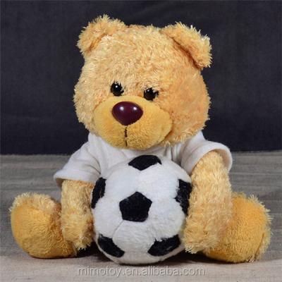 China Gift Personalized LOGO Plush Brown Teddy Bear Custom Made With Football And T Shirts Wholesale Cute Soft Plush Toy Bear Plush for sale