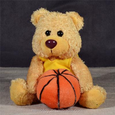 China Gift Brand Mascot Plush Teddy Bear LOGO T-shirts With Soft Kids Toy Custom Teddy Bear Wholesale Cheap Stuffed Plush Toy Basketball for sale