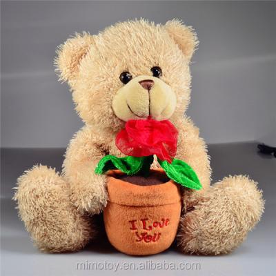 China New OEM LOGO Pretty Stuffed Soft Toy Custom Made Valentine Teddy Bear Wholesale Teddy Bear With Rose Fashion Plush Design Gift 2019 for sale