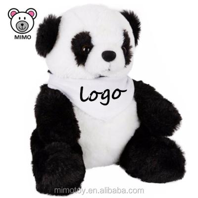 China Wholesale Custom Soft Plush Toy Black And White Panda Teddy Bear Panda Plush Toy With Bandana LOGO Cute Fluffy Stuffed Gift Animal for sale