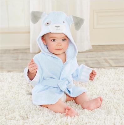 China Custom OEM 100% Organic Bamboo Animal Hooded Blue Puppy Bath Baby Towel QUICK DRY Animal Towel For Kids Bathrobe for sale