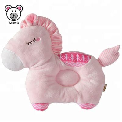 China Magnetic Adorable Sleeping Plush Pink Unicorn Horse Baby Wedge Head Super Soft Pillow With Hole Baby Newborn Animal Pillow Flat Head for sale