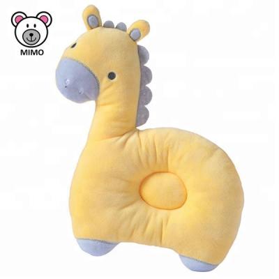 China Magnetic Memory Foam Stuffed Plush Giraffe Design Baby Sleeping Head Pillow With Hole Fashion Support Newborn Baby Flat Head Pillow for sale