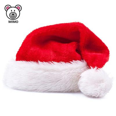 China New 2019 Christmas Gift LOGO Santa Claus Hat Soft Toy Plush Baby Cap Hat With Pompom Wholesale Cheap Custom Fashion for sale