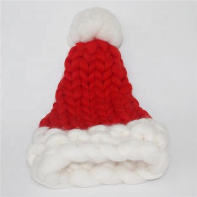 China Custom 100% Soft Knitting LOGO Kids Cartoon Christmas Party Hat Cap New Christmas Wool Cotton Baby Gift Knitted Santa Claus Hat for sale