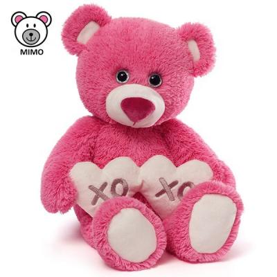 China Cute Pink XOXO OEM Custom Made LOGO Cute Big Eyes Soft Toy Stuffed Valentine Teddy Bear Gift Stuffed Valentine Teddy Bear With Heart for sale