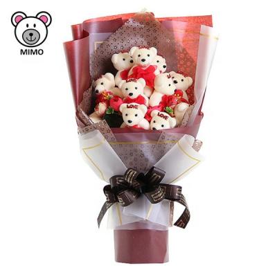 China Valentine's Day Handmade Cute Soft Cartoon Stuffed Bear Wedding Bouquet Flowers Girls Toy Teddy Bear Flower Bouquet For Plush Gift for sale