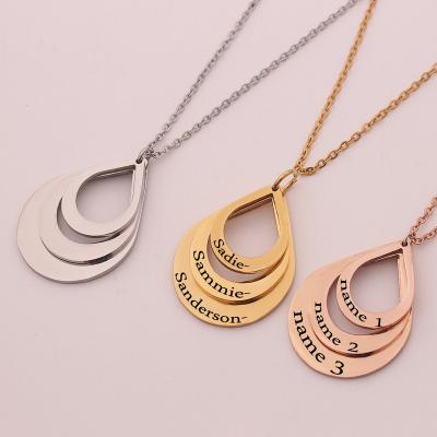 China Custom Private Letter Three Name Stainless Steel Diy Custom Name Necklace for sale